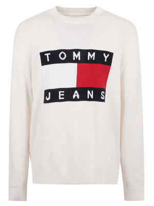 MAGLIONE UOMO GIROCOLLO REG FLAG - TOMMY JEANS<BR/> DM0DM23413 YBH ANCIENT WHITE TOMMY HILFIGER 
