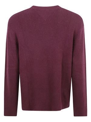 MAGLIONE UOMO GIROCOLLO REG WOOL MIX - TOMMY JEANS<BR/> DM0DM23572 V11 CALYPSO BERRY TOMMY HILFIGER 