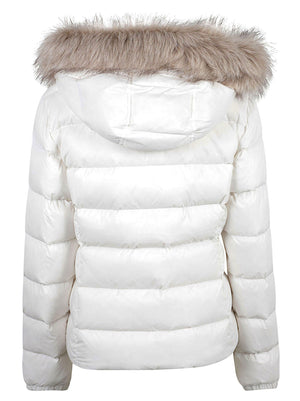 GIACCA DONNA CON CAPPUCCIO TJW BASIC HOODED DOWN JACKET EXT - TOMMY JEANS<BR/> DW0DW18312 YBL Ecru TOMMY HILFIGER 
