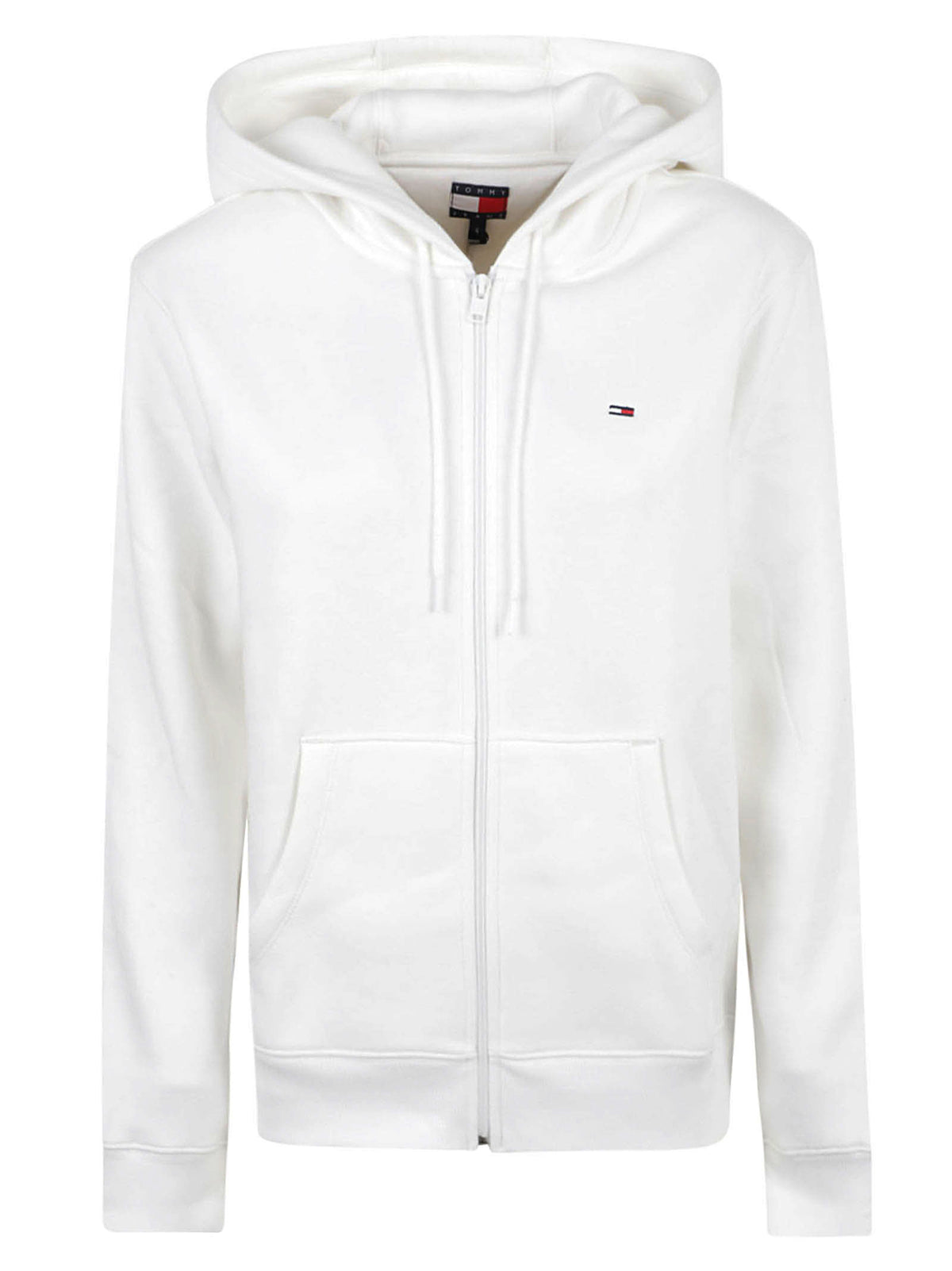 FELPA DONNA CON CAPPUCCIO TJW REG S FLAG ZIP - TOMMY JEANS<BR/> DW0DW19729 YBL Ecru TOMMY HILFIGER 