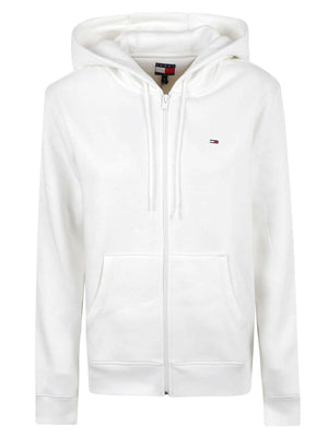 FELPA DONNA CON CAPPUCCIO TJW REG S FLAG ZIP - TOMMY JEANS<BR/> DW0DW19729 YBL Ecru TOMMY HILFIGER 