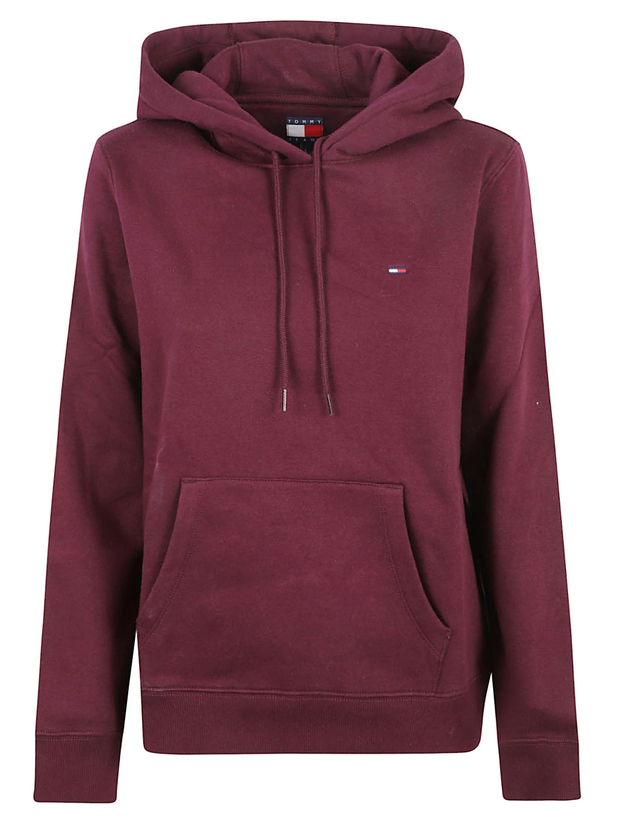FELPA DONNA CON CAPPUCCIO TJW REG S FLAG - TOMMY JEANS<BR/> DW0DW19958 V11 CALYPSO BERRY TOMMY HILFIGER 