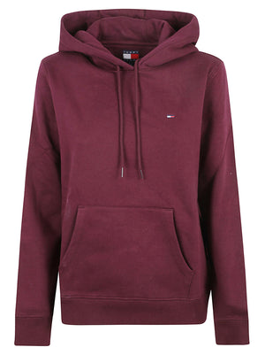 FELPA DONNA CON CAPPUCCIO TJW REG S FLAG - TOMMY JEANS<BR/> DW0DW19958 V11 CALYPSO BERRY TOMMY HILFIGER 