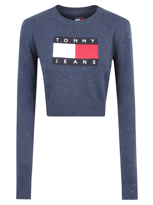 MAGLIONE GIROCOLLO DONNA TJW SPARKLE FLAG - TOMMY JEANS DW0DW21690 C1G DARK BLUE TOMMY HILFIGER 