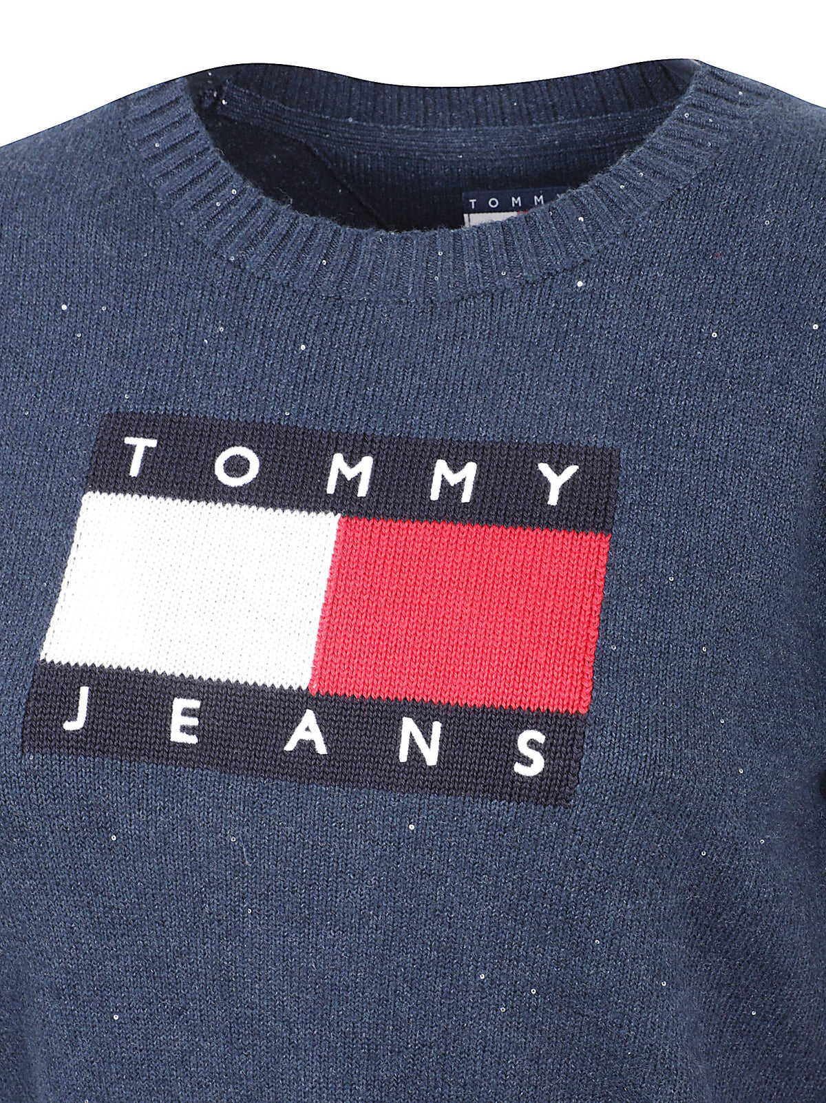 MAGLIONE GIROCOLLO DONNA TJW SPARKLE FLAG - TOMMY JEANS DW0DW21690 C1G DARK BLUE TOMMY HILFIGER 