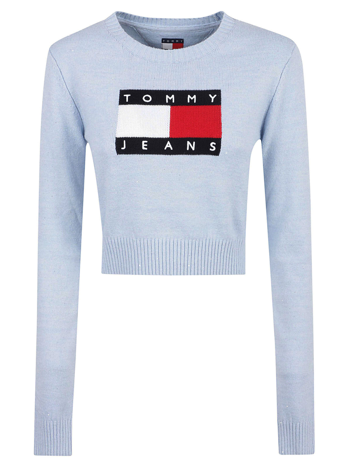 MAGLIONE GIROCOLLO DONNA TJW SPARKLE FLAG - TOMMY JEANS DW0DW21690 C1N SHEER BLUE TOMMY HILFIGER 