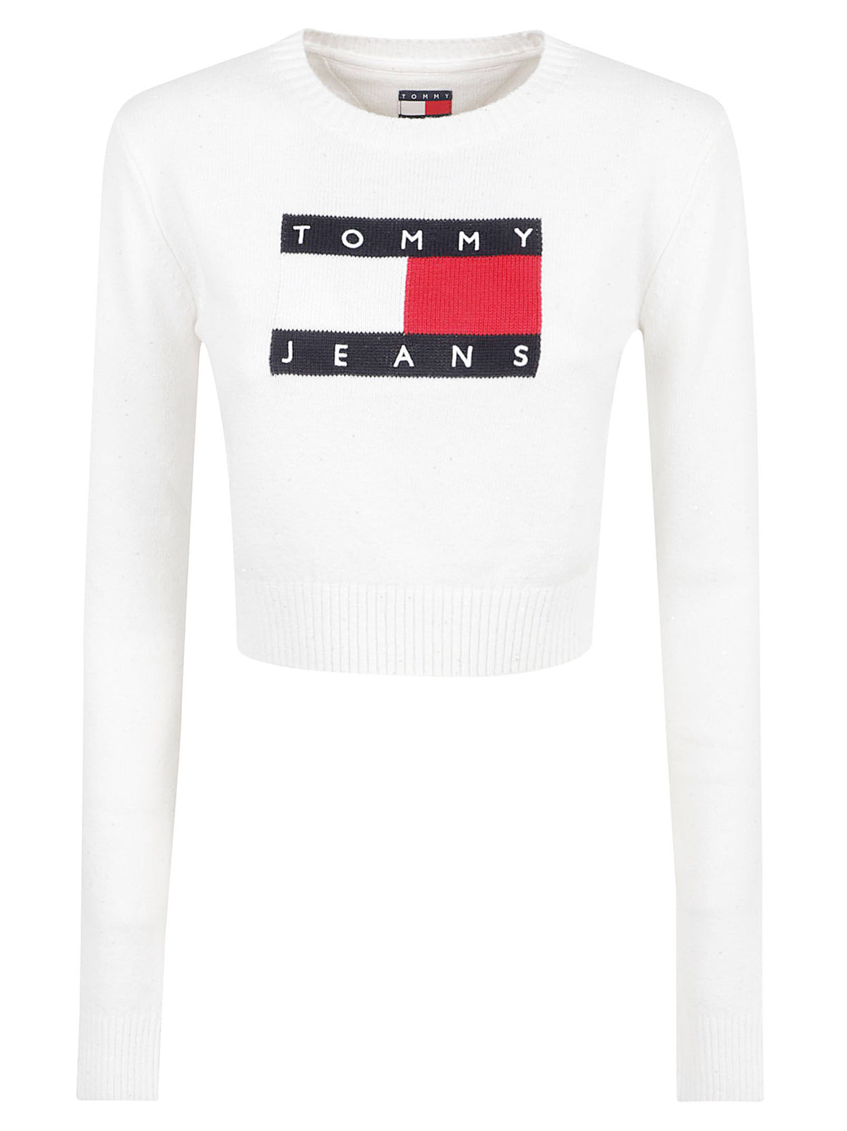 MAGLIONE GIROCOLLO DONNA TJW SPARKLE FLAG - TOMMY JEANS DW0DW21690 YBH OFF WHITE TOMMY HILFIGER 