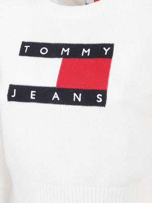 MAGLIONE GIROCOLLO DONNA TJW SPARKLE FLAG - TOMMY JEANS DW0DW21690 YBH OFF WHITE TOMMY HILFIGER 
