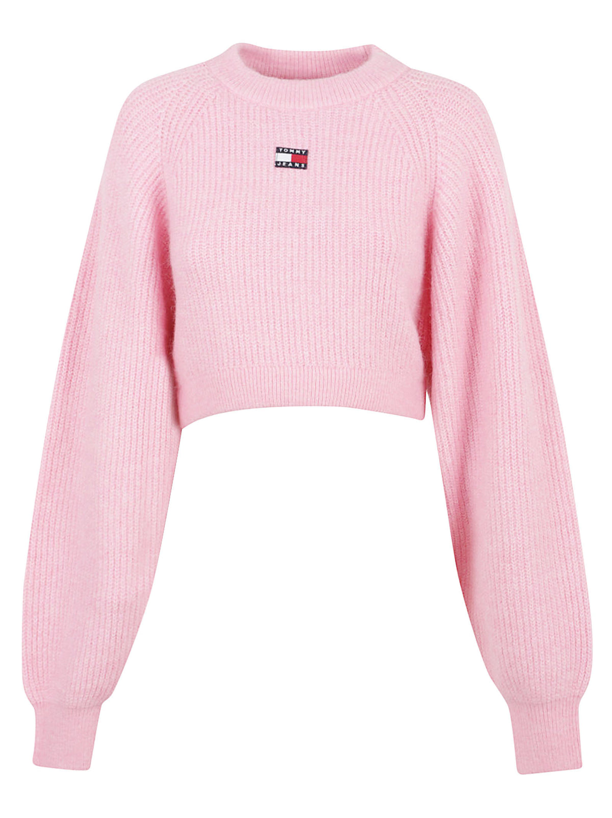 MAGLIONE GIROCOLLO DONNA TJW CROP BADGE - TOMMY JEANS DW0DW22024 TPF PINK SUGAR TOMMY HILFIGER 