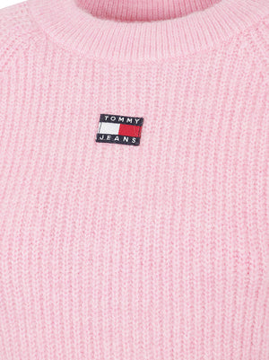 MAGLIONE GIROCOLLO DONNA TJW CROP BADGE - TOMMY JEANS DW0DW22024 TPF PINK SUGAR TOMMY HILFIGER 