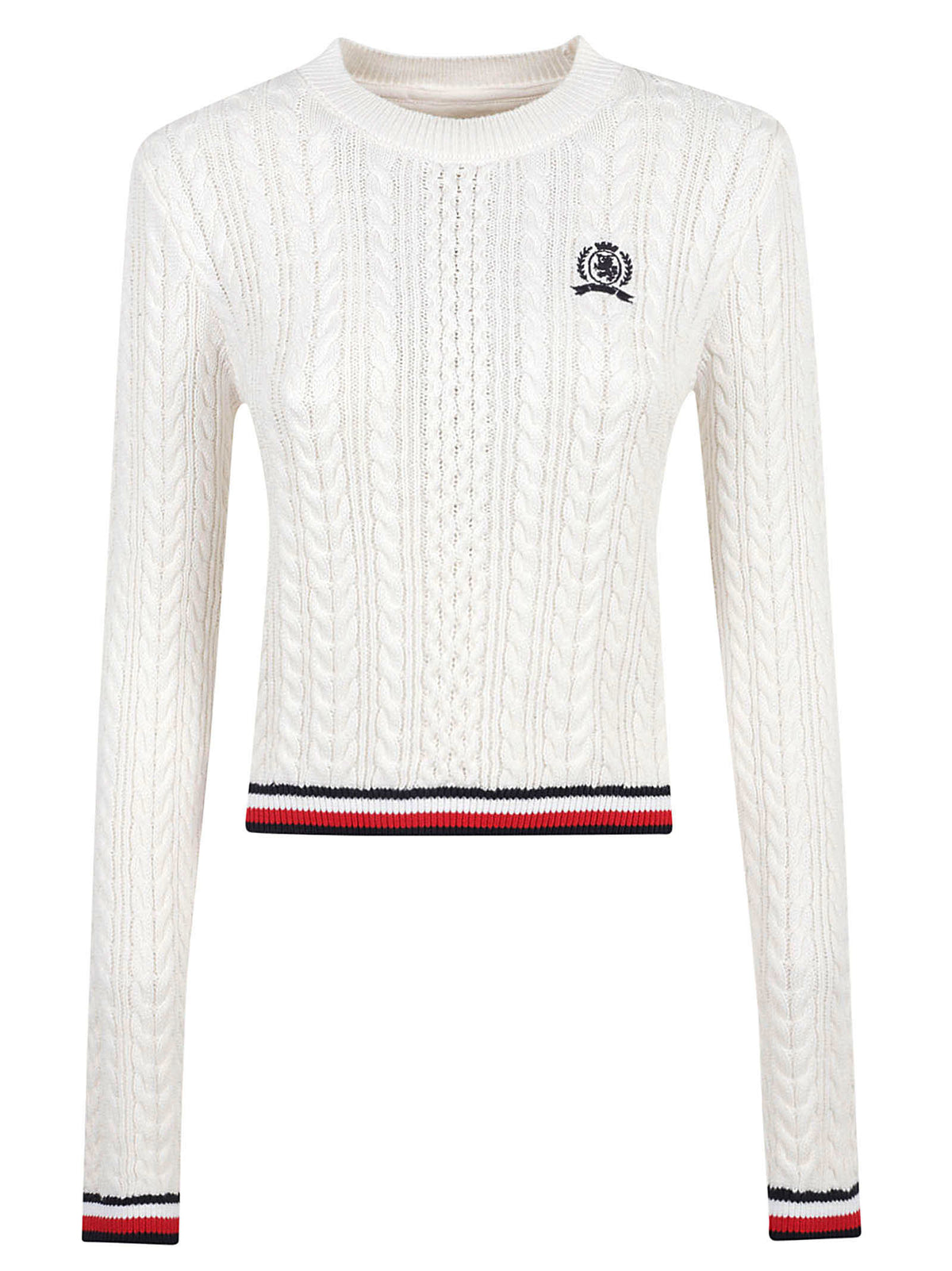 MAGLIONE GIROCOLLO DONNA TJW RWB TIPPING - TOMMY JEANS DW0DW22933 YBH ANCIENT WHITE TOMMY HILFIGER 