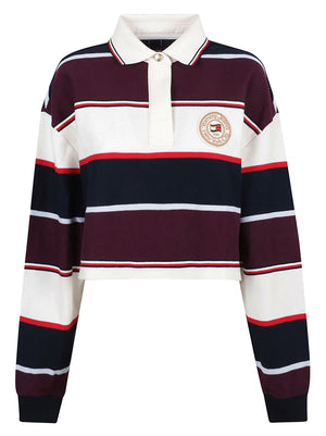 POLO DONNA TJW CRP STRIPE RUBGY - TOMMY JEANS<BR/> DW0DW23298 C1G DARK BLUE-STRIPE TOMMY HILFIGER 