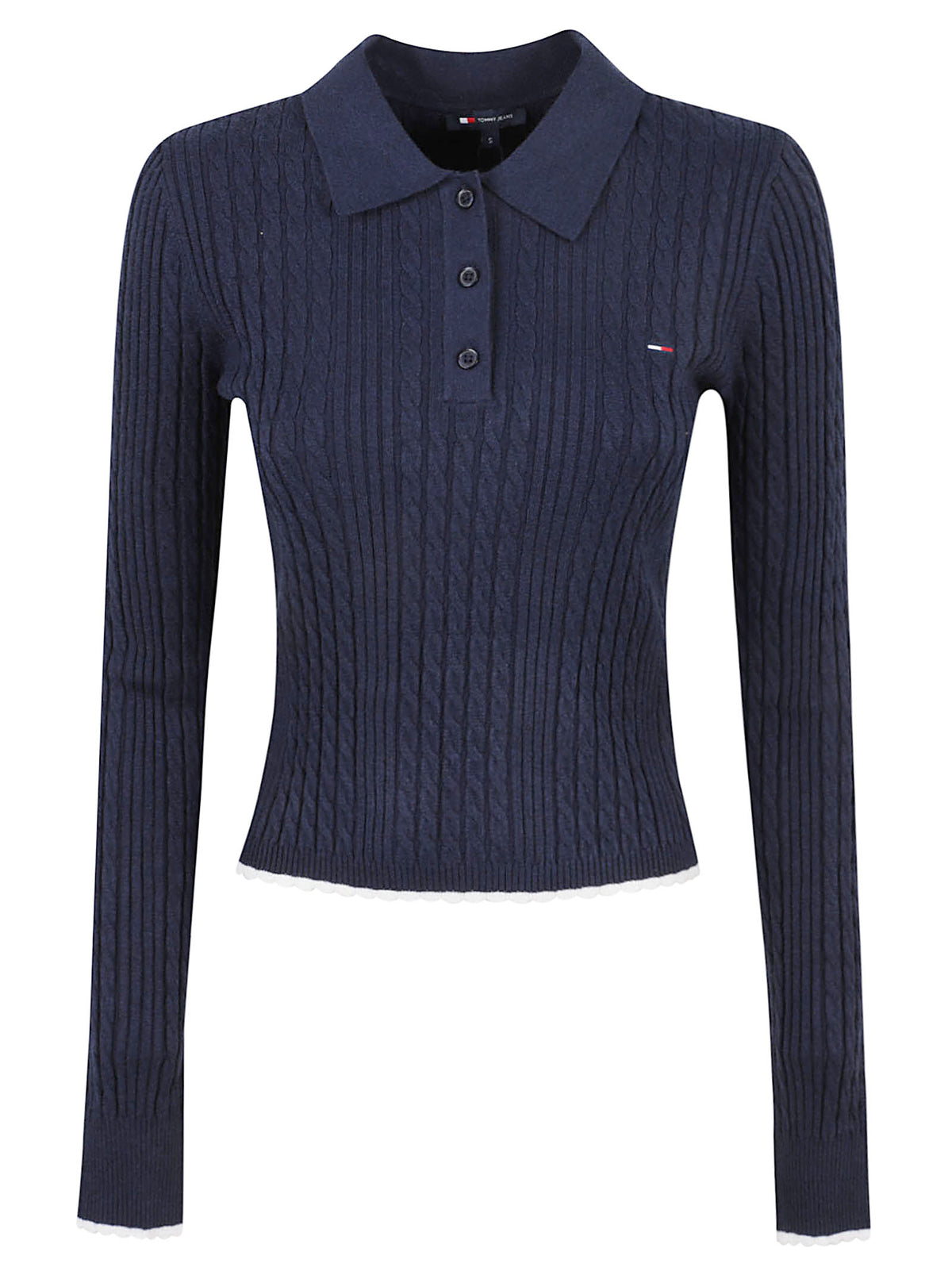 POLO IN MAGLIA DONNA TJW MICRO CABLE POLO - TOMMY JEANS DW0DW23354 C1G DARK BLUE TOMMY HILFIGER 