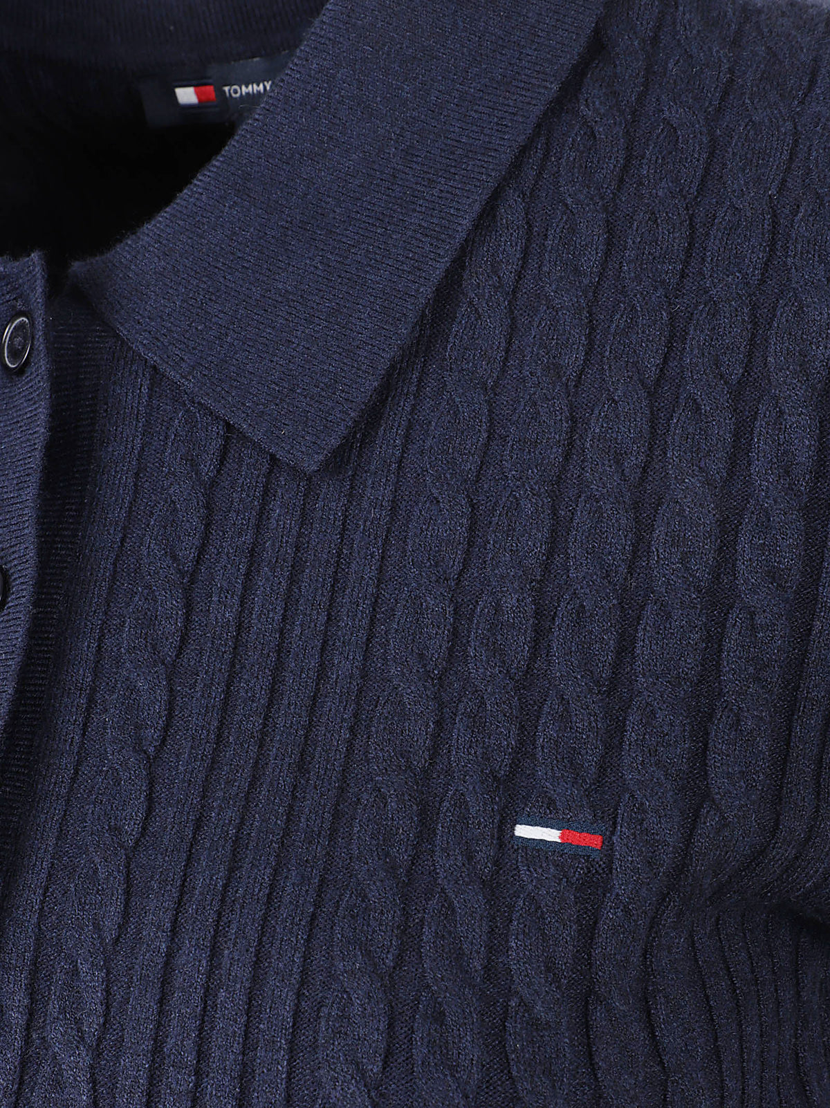POLO IN MAGLIA DONNA TJW MICRO CABLE POLO - TOMMY JEANS DW0DW23354 C1G DARK BLUE TOMMY HILFIGER 
