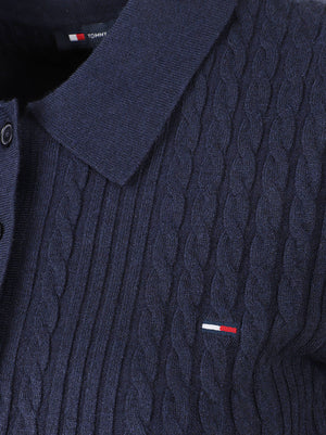 POLO IN MAGLIA DONNA TJW MICRO CABLE POLO - TOMMY JEANS DW0DW23354 C1G DARK BLUE TOMMY HILFIGER 