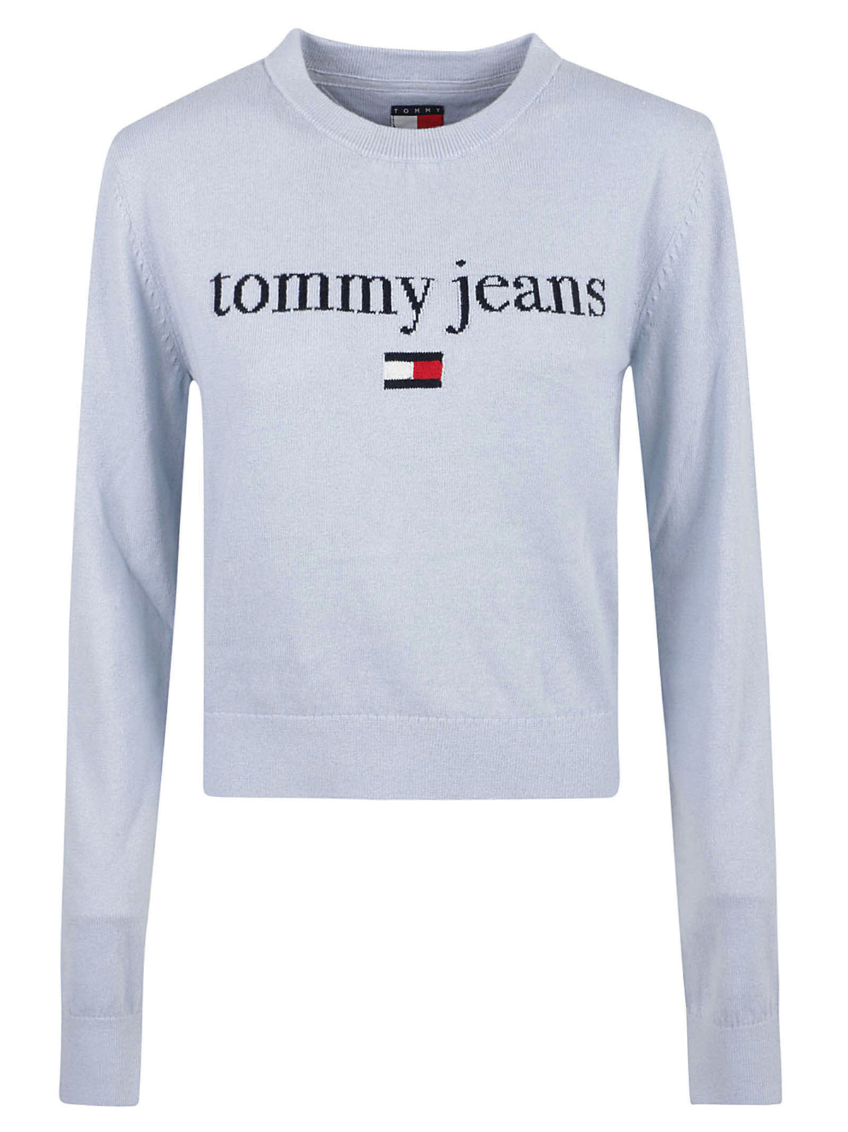 MAGLIONE GIROCOLLO TJW ESSENTIAL LOGO - TOMMY JEANS DW0DW23356 C1N SHEER BLUE TOMMY HILFIGER 