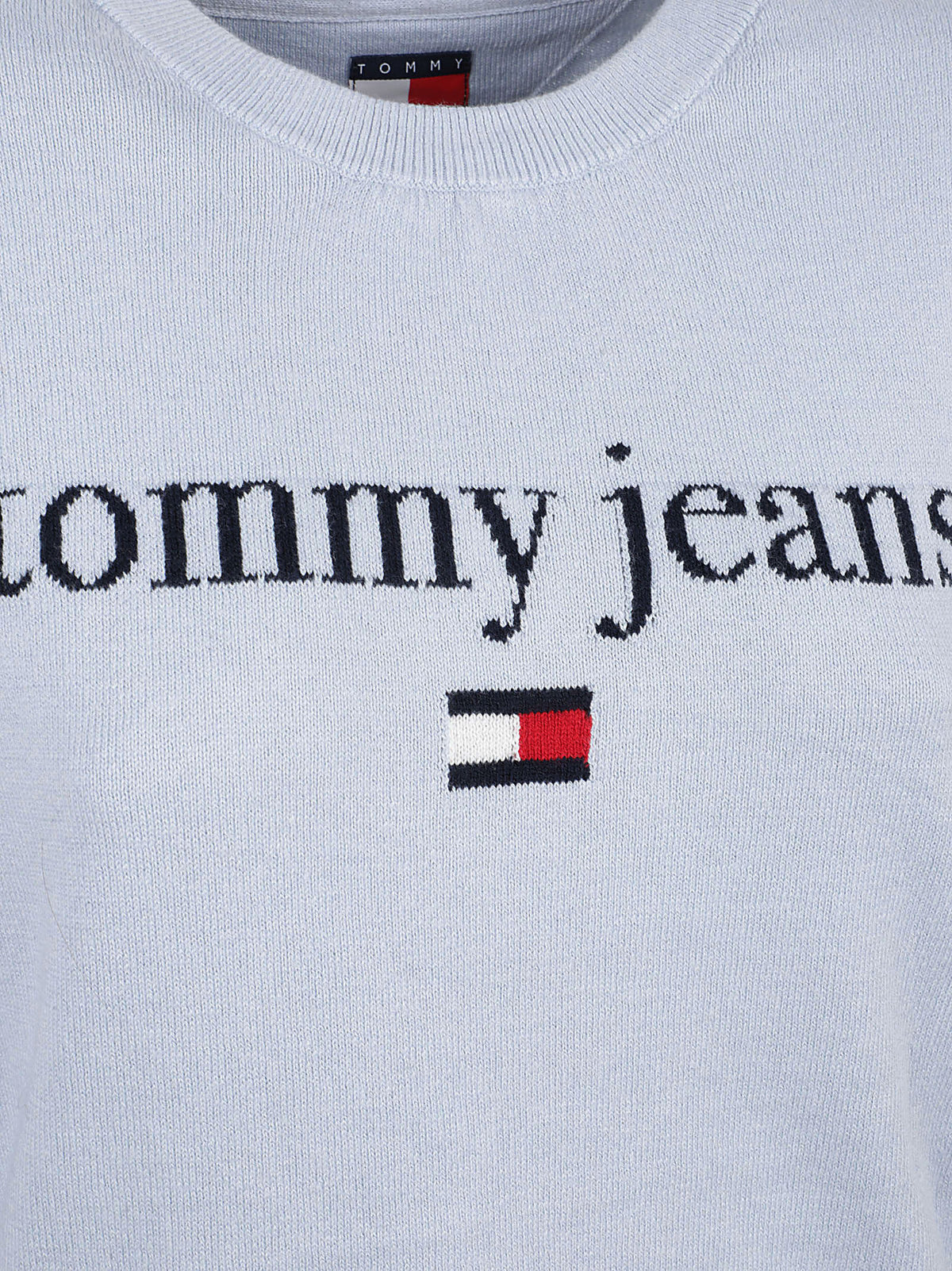 MAGLIONE GIROCOLLO TJW ESSENTIAL LOGO - TOMMY JEANS DW0DW23356 C1N SHEER BLUE TOMMY HILFIGER 