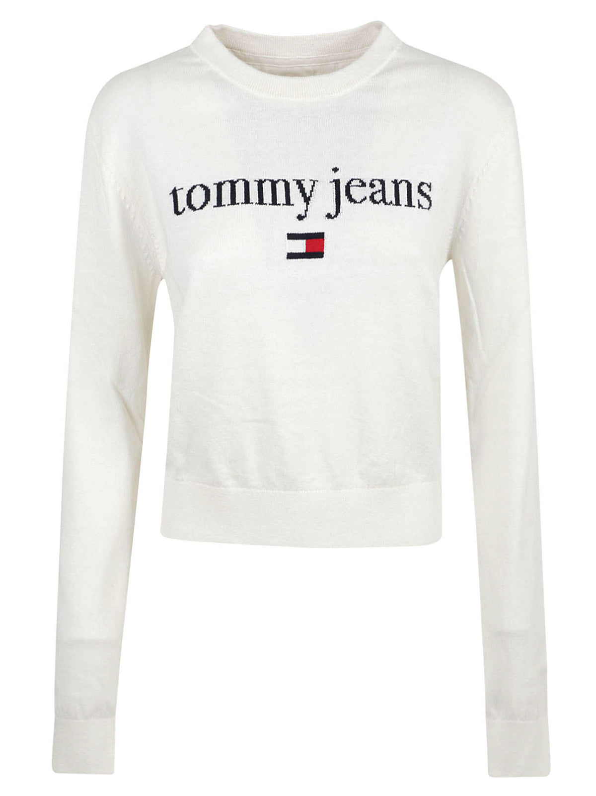 MAGLIONE GIROCOLLO DONNA  TJW ESSENTIAL LOGO - TOMMY JEANS DW0DW23356 YBH OFF WHITE TOMMY HILFIGER 