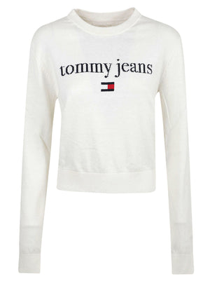 MAGLIONE GIROCOLLO DONNA  TJW ESSENTIAL LOGO - TOMMY JEANS DW0DW23356 YBH OFF WHITE TOMMY HILFIGER 
