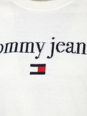 MAGLIONE GIROCOLLO DONNA  TJW ESSENTIAL LOGO - TOMMY JEANS DW0DW23356 YBH OFF WHITE TOMMY HILFIGER 