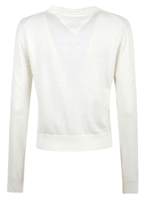 MAGLIONE GIROCOLLO DONNA  TJW ESSENTIAL LOGO - TOMMY JEANS DW0DW23356 YBH OFF WHITE TOMMY HILFIGER 