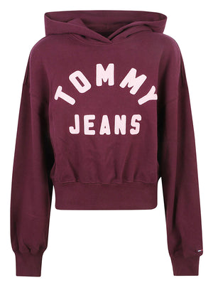FELPA DONNA CON CAPPUCCIO TJW OVS SH TOMMY ARCH - TOMMY JEANS<BR/> DW0DW23455 V11 CALYPSO BERRY TOMMY HILFIGER 