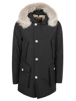 GIACCA UOMO CON CAPPUCCIO ARTIC PELLICCIA - WOOLRICH CFWOOU0482MBUT0001 BLK Black WOOLRICH 
