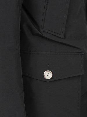 GIACCA UOMO CON CAPPUCCIO ARTIC PELLICCIA - WOOLRICH CFWOOU0482MBUT0001 BLK Black WOOLRICH 