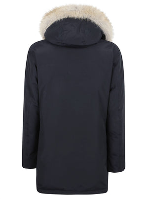 GIACCA UOMO CON CAPPUCCIO ARTIC PELLICCIA - WOOLRICH CFWOOU0482MBUT0001 MLB MELTON BLUE WOOLRICH 