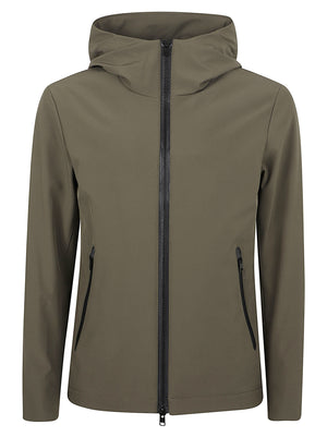 GIACCA UOMO CON CAPPUCCIO  SOFT SHELL PACIFIC - WOOLRICH CFWOOU1047MBUT3496 614 Dark Green WOOLRICH 