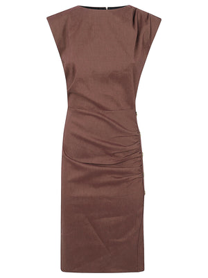 Abito lungo donna 106521 A34IL78 MARRONE TERRA X PIANTE PINKO 
