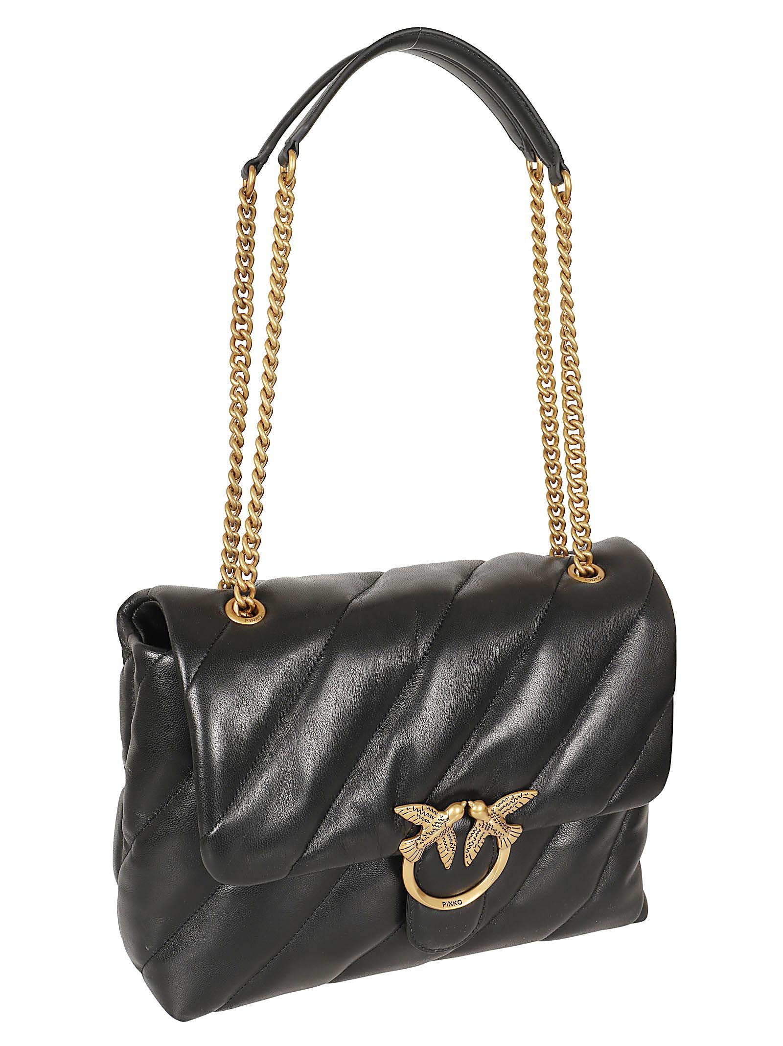 Borsa donna 100037 A0F2Z99Q NERO-ANTIQUE GOLD PINKO 