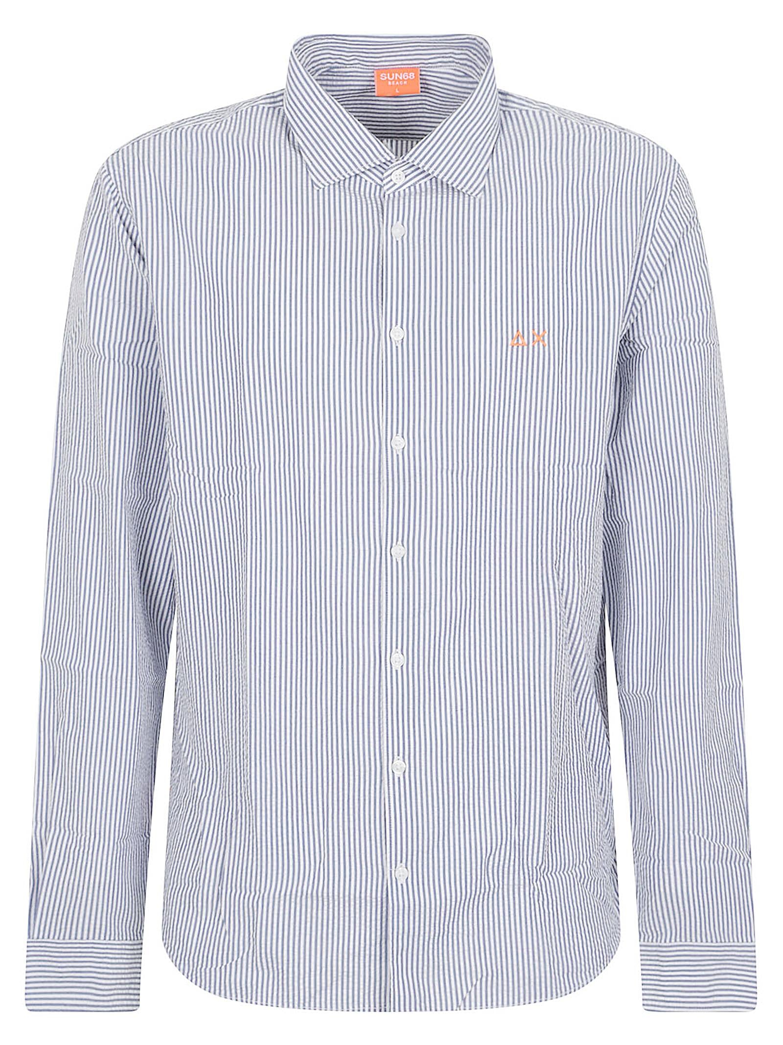 Camicia uomo S36123 0701 NAVY BLUE-BIANCO SUN68 