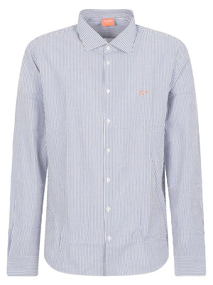 Camicia uomo S36123 0701 NAVY BLUE-BIANCO SUN68 