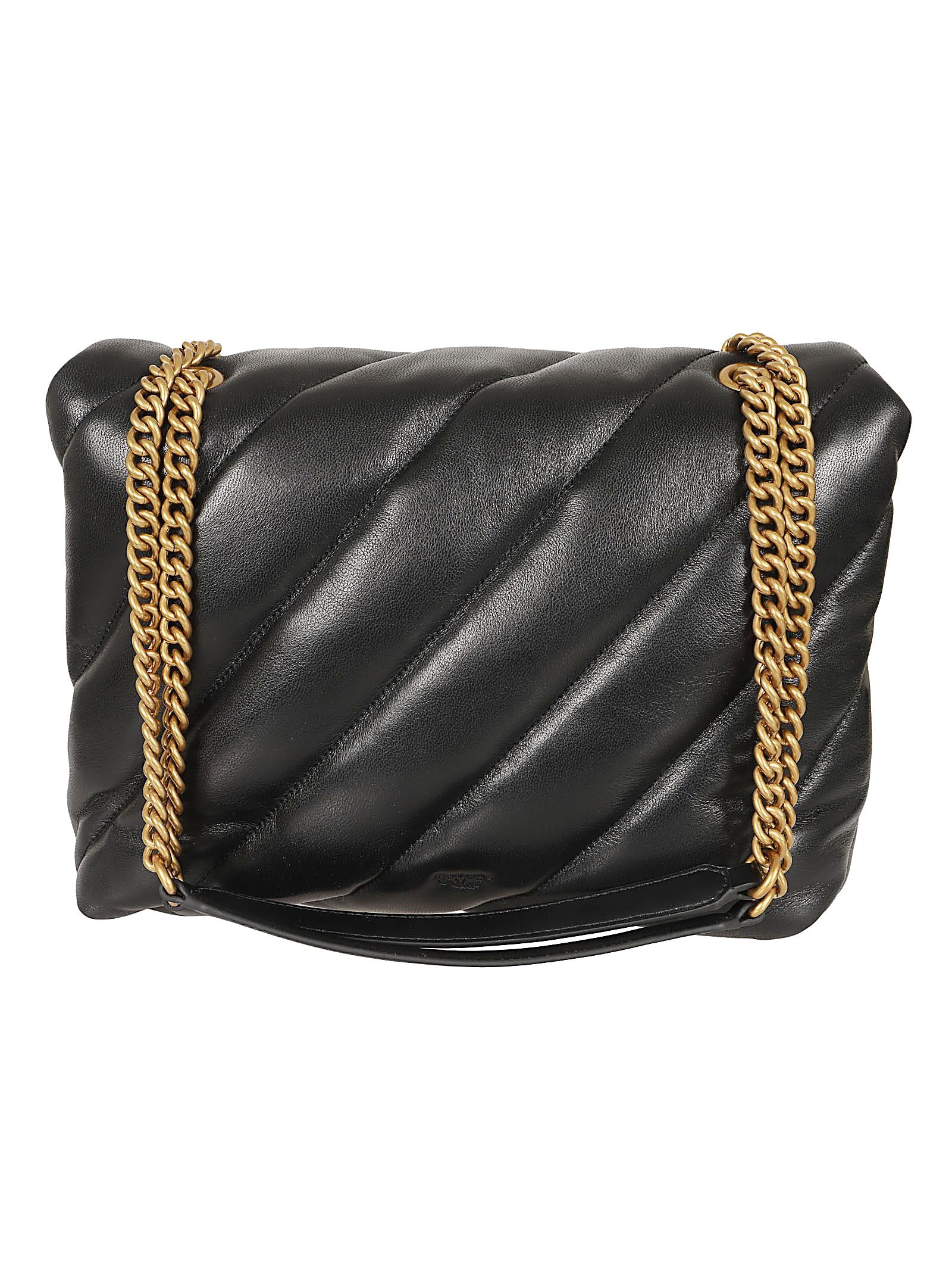 Borsa donna 100037 A0F2Z99Q NERO-ANTIQUE GOLD PINKO 