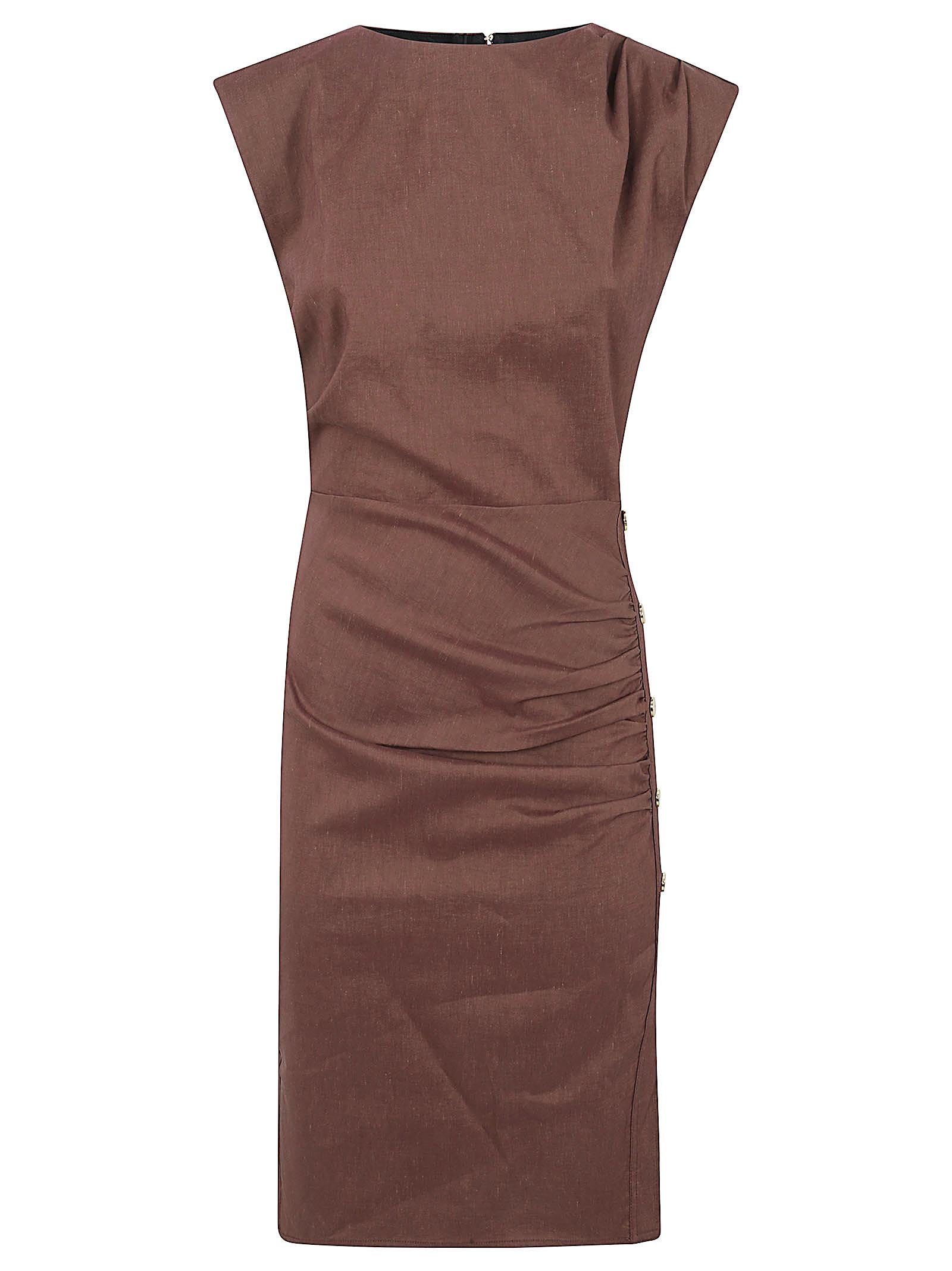 Abito lungo donna 106521 A34IL78 MARRONE TERRA X PIANTE PINKO 