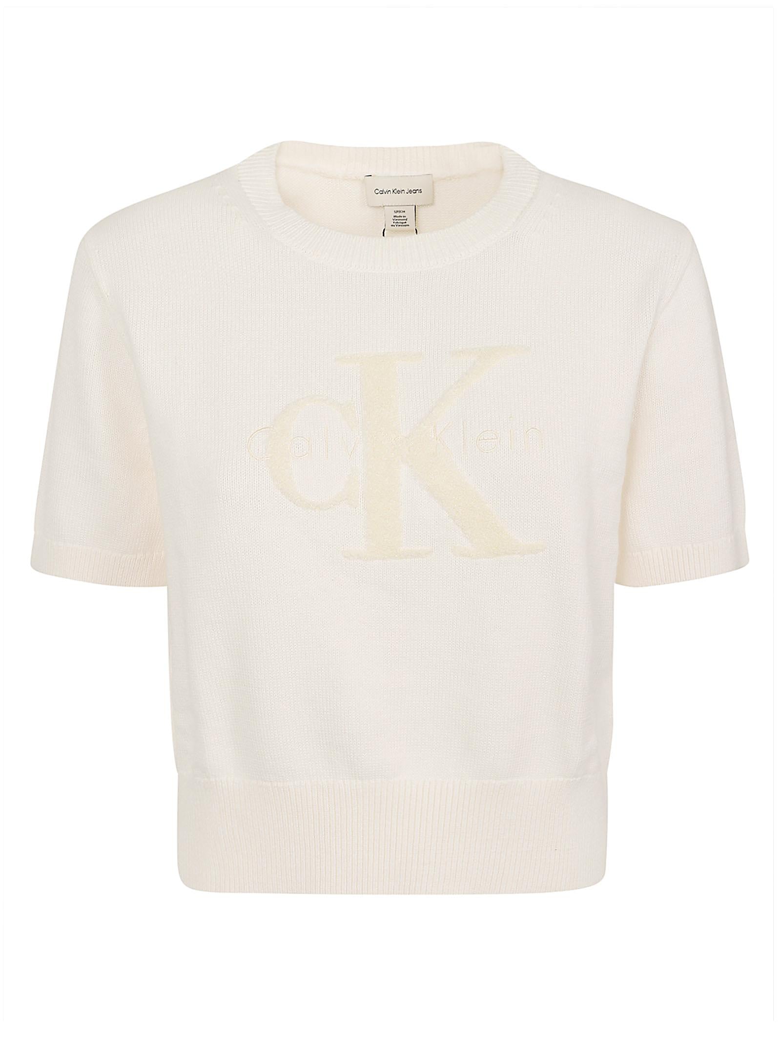 Maglietta donna LV044E306G YBH WHITE GREIGE CALVIN KLEIN 