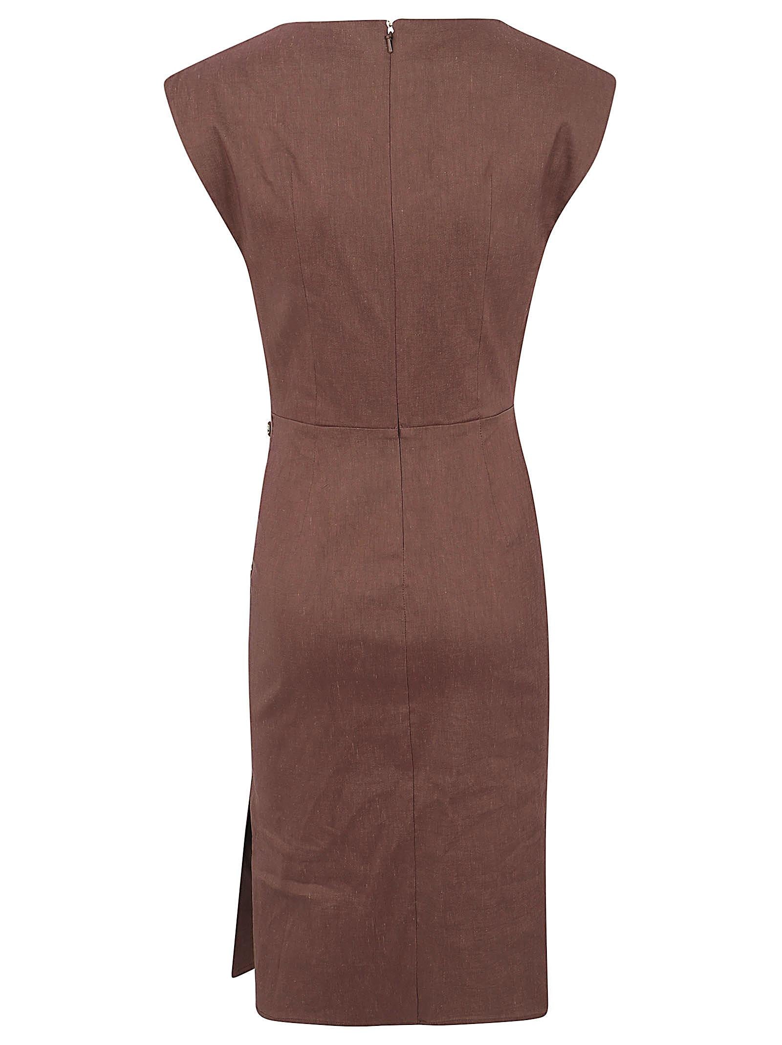 Abito lungo donna 106521 A34IL78 MARRONE TERRA X PIANTE PINKO 