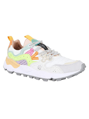 Scarpa donna in suede 2017817 WHITE-YELLOW FLUO  FLOWER MOUNTAIN 