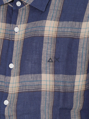 Camicia uomo S36113 0716 NAVY BLUE-BEIGE SUN68 