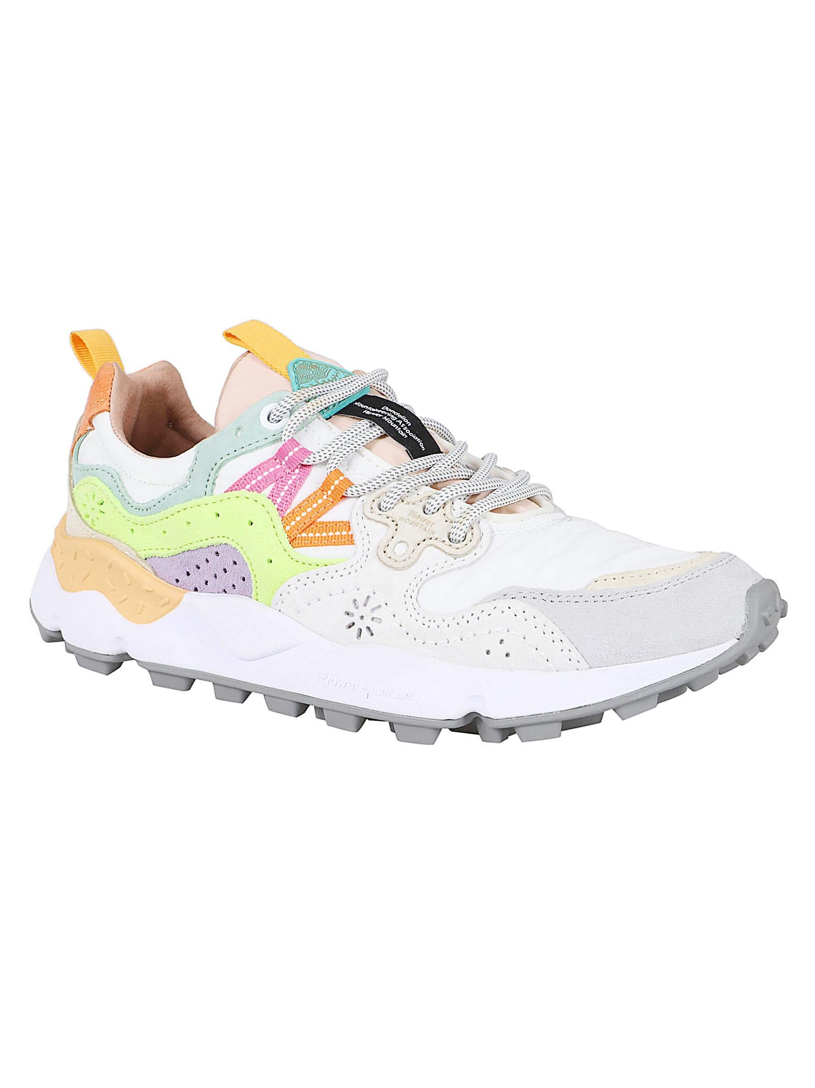 Scarpa donna in suede 2017817 WHITE-YELLOW FLUO  FLOWER MOUNTAIN 