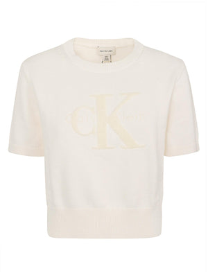 Maglietta donna LV044E306G YBH WHITE GREIGE CALVIN KLEIN 