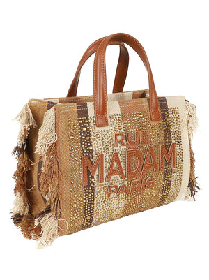 Borsa donna CASABLANCA MINI TOTE STRIPES BROWN  RUE MADAM 